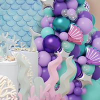 Kit de guirlande de ballons en latex sirène, décoration de fête sous-marine, ensemble d'arche, violet, bleu, rose, décoration de baby shower