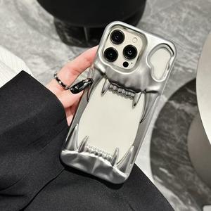 Thiết kế mới Electroplated Hollow <span class=keywords><strong>Tiger</strong></span> răng trường hợp điện thoại cho <span class=keywords><strong>Iphone</strong></span> 17 16 15 14 Pro chống sốc điện thoại bìa cho Samsung S24/S25 - Product Image 4