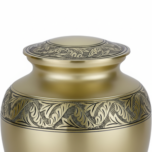 Urne funéraire classique en laiton doré de qualité supérieure, prix d'usine, style Laurier, extra large, pour cendres. - Product Image 6