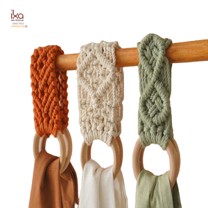 Tovagliolo da cucina <span class=keywords><strong>in</strong></span> cotone retrò ecologico appeso <span class=keywords><strong>in</strong></span> <span class=keywords><strong>legno</strong></span> e macramè portasciugamani - Product Image 3