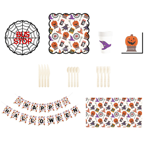 DAMAI Halloween Spider Web Paper Plates Set Halloween Pumpkin Theme Party Decorations Paper Plates Cups for Halloween Party - Product Image 6