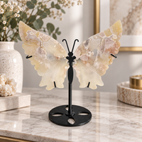 Ornement en cristal de 13 cm en agate fleur de cerisier avec ailes de papillon, décoration pour la maison, table, étagère, cadeau