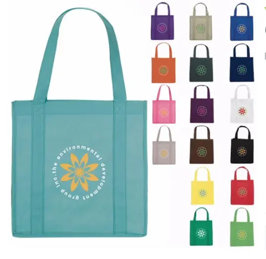 Toptan olmayan dokuma geri dönüşümlü alış veriş torbası bakkal taşıma çantası ile özel logo