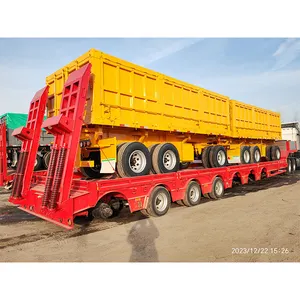 Harga pabrik 3-axle 40-foot container semi-trailer chassis Flatbed trailer datar untuk dijual