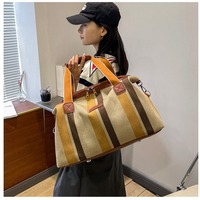 Sac de voyage court rayé en toile japonaise pour femme, grande capacité, sac à bandoulière simple, vente en gros, nouveauté