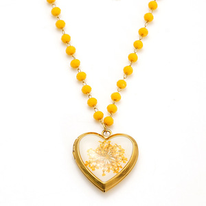 ZOGXIN Heart-Shaped Pendant Necklace Gold Beaded Chain With Dandelion Charm For Women Daily Wear Gift Jewelry - Product Image 5