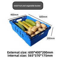 Panier en plastique pour fruits et légumes frais de supermarché avec poignée, sans couvercle, empilable, en polypropylène haute résistance