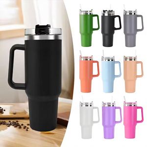 Gobelets de voyage isothermes en acier inoxydable de 40 oz avec logo personnalisé, mignons, avec paille, vente en gros - Product Image 1