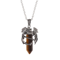 Collier Pendentif Hexagonal en Pierre Naturelle en Gros, Style Classique, Cristal de Quartz, Pierre de Guérison, Pendentif Balle, Design Dragon