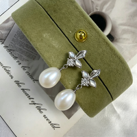 Parure de bijoux en perles d'eau douce, forme riz, avec pendentif feuille en nacre et zircon cubique, collier et boucles d'oreilles pendantes en argent 925 plaqué rhodium, unisexe