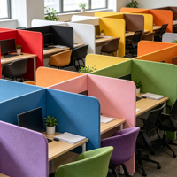 Panneau de séparation de bureau acoustique ASTM E84 en feutre PET 100% fibre de polyester, coins arrondis, pour l'intimité