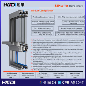 Système de fenêtres coulissantes multi-volets HAIDI, cadre fin, fenêtre panoramique à double <span class=keywords><strong>vitrage</strong></span> en aluminium - Product Image 4