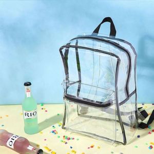 Sac à dos transparent en PVC noir pour femme, tendance et abordable, idéal pour l'école - Product Image 4