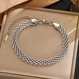 Pulsera de Malla Plana de Acero Inoxidable de Moda para Hombre y Mujer, Correa de Reloj Tejida Estilo Coreano - Product Image 4