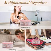 Sac de rangement cosmétique en maille avec fermeture éclair lisse, ensemble d'organisateurs de voyage, trousse de toilette pour usage quotidien