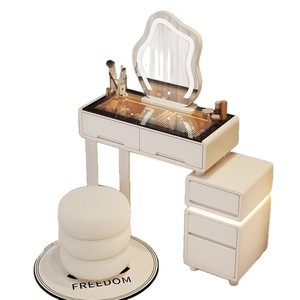 Hiện đại màu trắng trang điểm bằng gỗ Vanity với thắp sáng gương cho nhà hoặc khách sạn đồ nội thất phòng ngủ bằng bảng gỗ Đồ nội thất nhà - Product Image 6