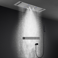 Ensemble de douche intelligent thermostatique multifonction LED gris anthracite grande taille 300*900mm avec pommeau de pluie pour salle de bain