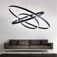 Décoratif pour la maison Moderne Salon Hôtel Cercle Suspension Design 3 Anneaux Acrylique Luxe Rond Led Lustre