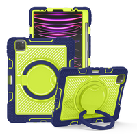 Housses et étuis robustes résistants aux chutes pour iPad Pro 11 pouces, housse de tablette avec protection à 360° °   Poignée pliable et porte-crayon