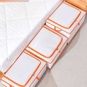 Under Bed <b>Storage</b> Bags Orange Mesh Rectangle Stackable Waterproof Organizer For <b>Clothes</b> Quilts Bedroom Use - Product Image 1