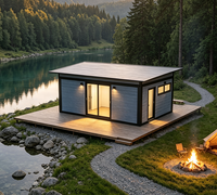 Villa préfabriquée personnalisable en conteneur, 3 chambres, 2 salles de bain, entièrement meublée avec terrasse, maison modulaire