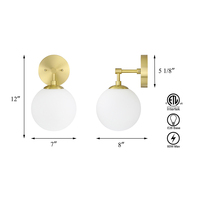 US livraison gratuite Globe blanc verre laiton E26 vente chaude bon prix Led intérieur or hôtel applique murale pour la maison chevet salle de bain