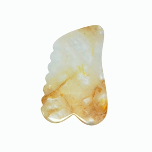 Planche Gua Sha en quartz hématite jaune naturel, à dents irrégulières, pour le massage facial et corporel et la stimulation des points d'acupuncture - Product Image 2