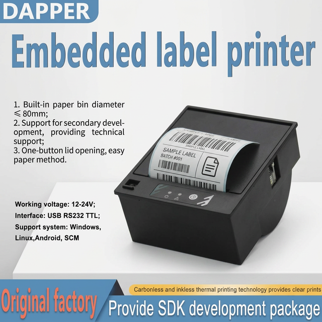 Mini 80mm Embedded Thermal Label Printer with USB+RS232/TTL Panel Printer Module 12V/24V Optional