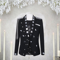 Blazer en sequins argentés pour homme, col châle, bouton unique, veste de costume de marque pour homme, pour soirée, danse, scène, costume inspiré du cinéma et de la télévision