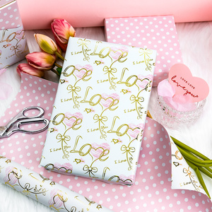 Love I Love You Heart Bow <b>Pattern</b> Gift Wrapping <b>Paper</b> Double-Sided Art <b>Paper</b> for Gift Packaging - Product Image 2