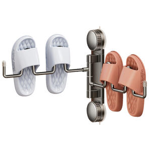 Estante rectangular de succión para zapatillas, montado en la pared, plegable y giratorio, con drenaje para secado y almacenamiento de zapatos en el baño. - Product Image 2