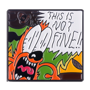 Funny Cartoon Angry Dog Enamel Badge THIS IS FINE Pins - Product Image 5