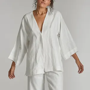 Personnalisé solide décontracté à la maison, porter pour les femmes à manches longues plume satin Cardigan Sexy peignoir robes de nuit pour femme pyjamas/