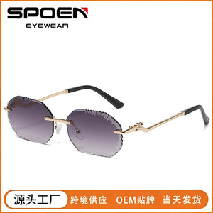 Rimless Oval <b>Sunglasses</b> <b>Gradient</b> Lenses UV400 Protection Driving Fashion Unisex Adult - Product Image 5