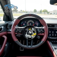 Volant en cuir rouge Bordeaux en fibre de carbone pour Porsche 992 911 718 Carrera GT3 Turbo S Sport Chrono Mode de conduite Intérieur