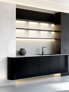 Mueble de Comedor Minimalista de Madera Maciza con Función de Refrigeración, Botelleros de Acero Inoxidable y Aluminio para Uso Doméstico o en Restaurantes - Product Image 3