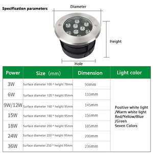 Lampe LED encastrée 3W étanche IP67 pour allée <span class=keywords><strong>de</strong></span> jardin, extérieur, sol, 24V - Product Image 2