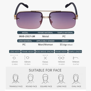 Lunettes de soleil tendance pour hommes, demi-monture, rétro, métalliques, polarisées, pour la conduite, vente en gros - Product Image 4