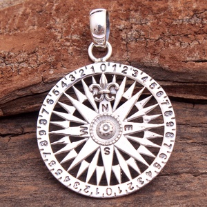 Handmade เข็มทิศจี้เงิน925เงินสเตอร์ลิงเครื่องประดับ Charm จี้ - Product Image 5