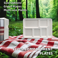 Vaisselle jetable à 5 grilles, assiette écologique, biodégradable, compostable et jetable