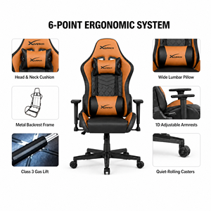Chaises de jeu en cuir marron pivotantes et inclinables de style course, <span class=keywords><strong>design</strong></span> ergonomique, vente en gros - Product Image 3