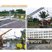 Sistema de Montaje de Carport Solar en Acero con Estructura en T de 5m de Envergadura, Galvanizado en Caliente, Resistente al Viento hasta 60m/s, Garantía de 5 Años