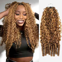 Proveedor de Extensiones de Cabello Humano con Nudos Invisibles, Rizado, con Pluma, Ombre T30, Cutícula Alineada, Sin Nudos, Estilo Boho