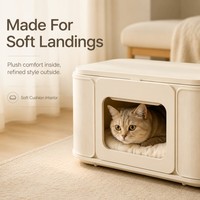 Table d'appoint multifonctionnelle style crème moderne pour chat, meuble partagé humain-animal pour petits chats