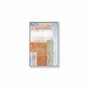 Geometric Abstract <b>Canvas</b> Print: Terracotta & Blue Minimalist Decor,WHITE <b>FRAMED</b> <b>CANVAS</b> - Product Image 2