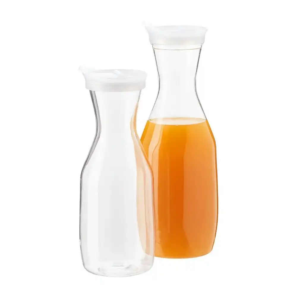 Jarra de agua de botella de jugo transparente de 1 litro, jarra de jugo frío caliente, garrafas de plástico transparente