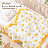 Couverture bébé en coton 6 couches 43,3x43,3 pouces, couverture bébé en mousseline bulle, couverture bébé douce, couverture d'emmaillotage pour nouveau-né, vente en gros OEM ODM