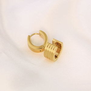 Minimalist Striped Hoop Earrings Gold Geometric Design For Women - Product Image 1