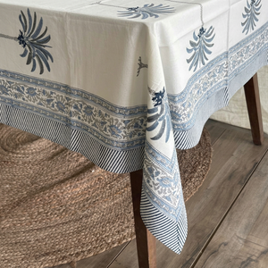 Nappe en coton imprimée à la main, motif floral, écologique, fabriquée en Inde, pour mariages, lavable, taille et couleur personnalisables - Product Image 1
