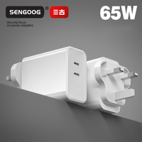 Adaptateur secteur SENGOG 65W 2C Type-C avec protection OTP/OVP, charge rapide pour téléphones et MacBook Pro (prise EU/UK) - Garantie 2 ans, ignifuge